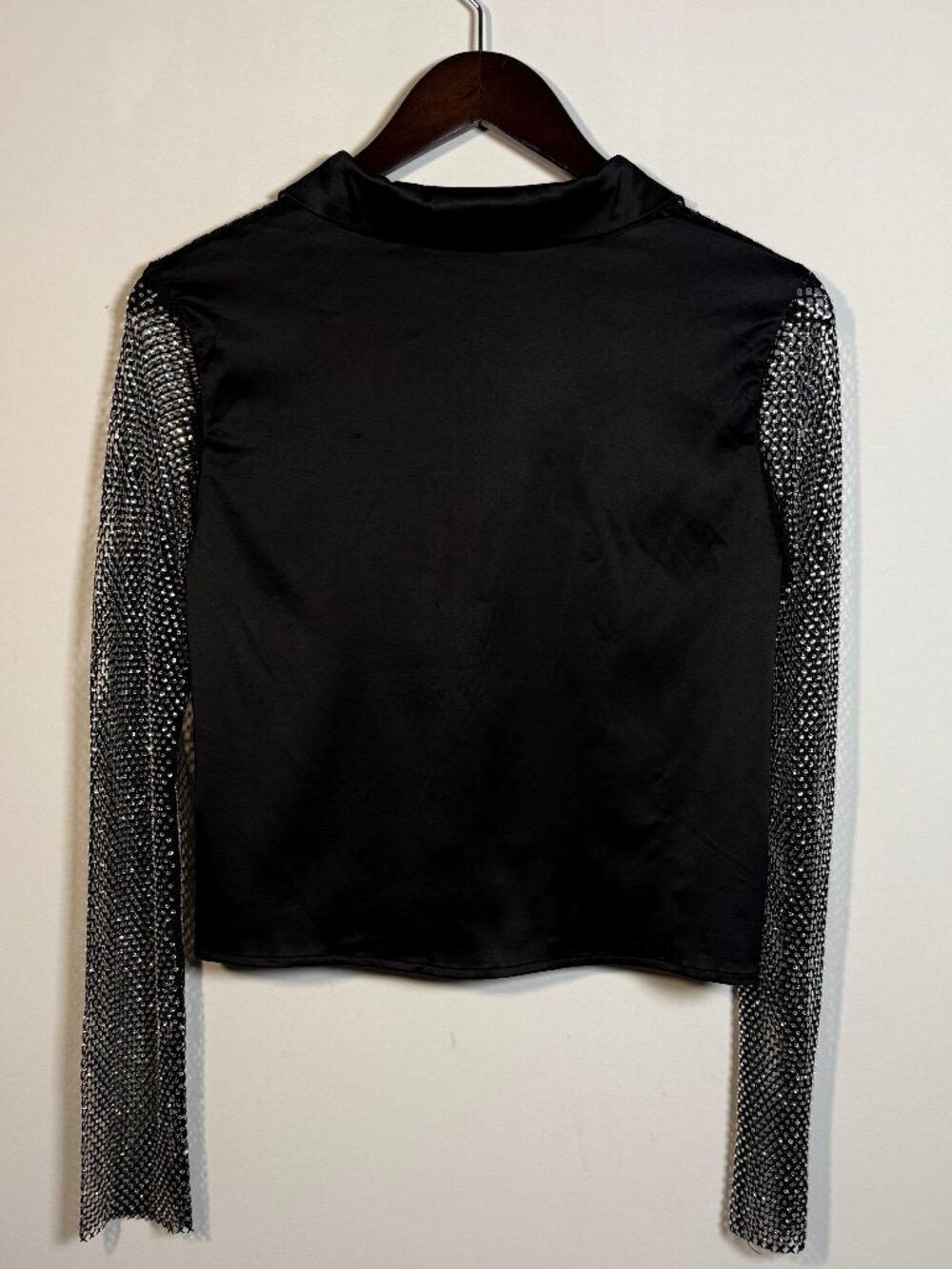 Rhinestone Mesh Button Up Top - Picture 2 of 5